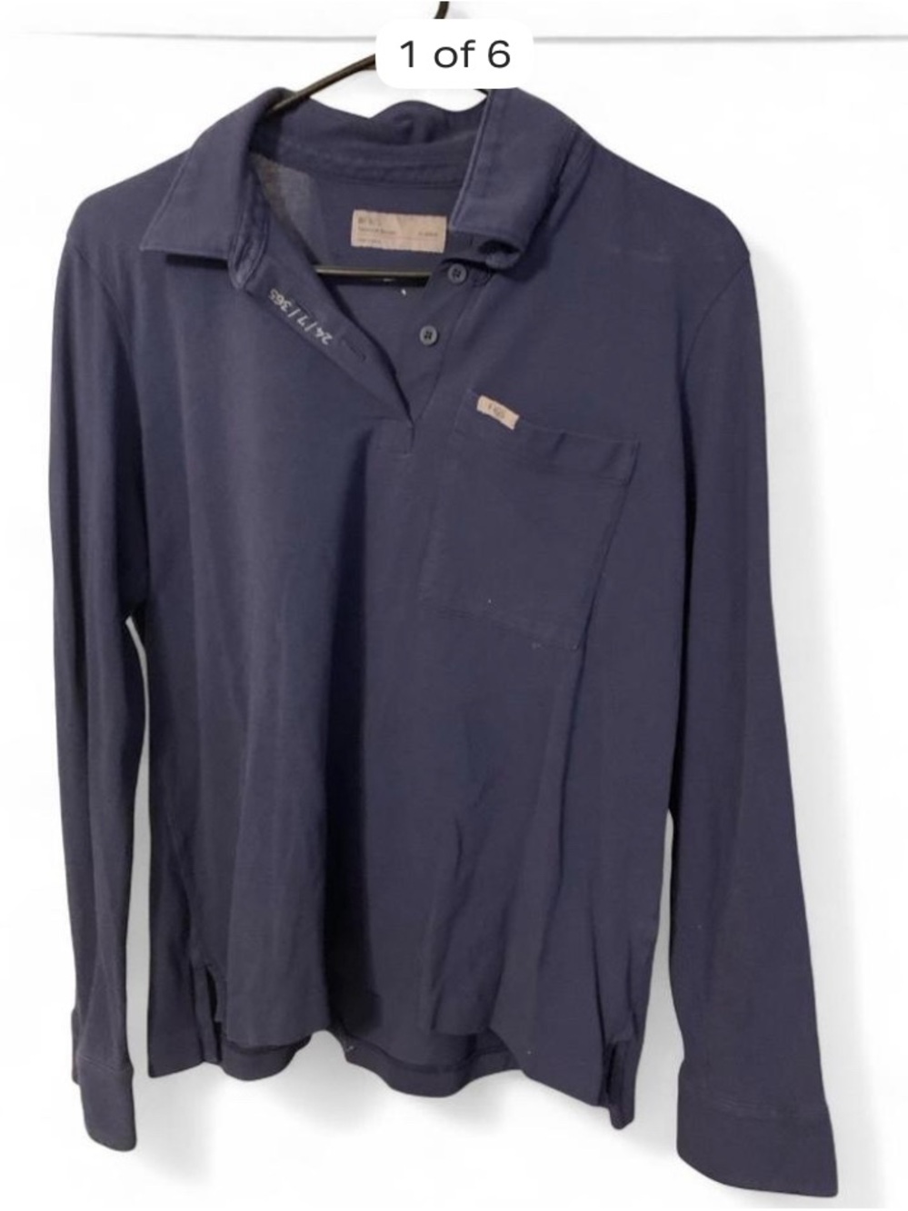 Figs Long Sleeve Polo Shirt - Navy sz Large
